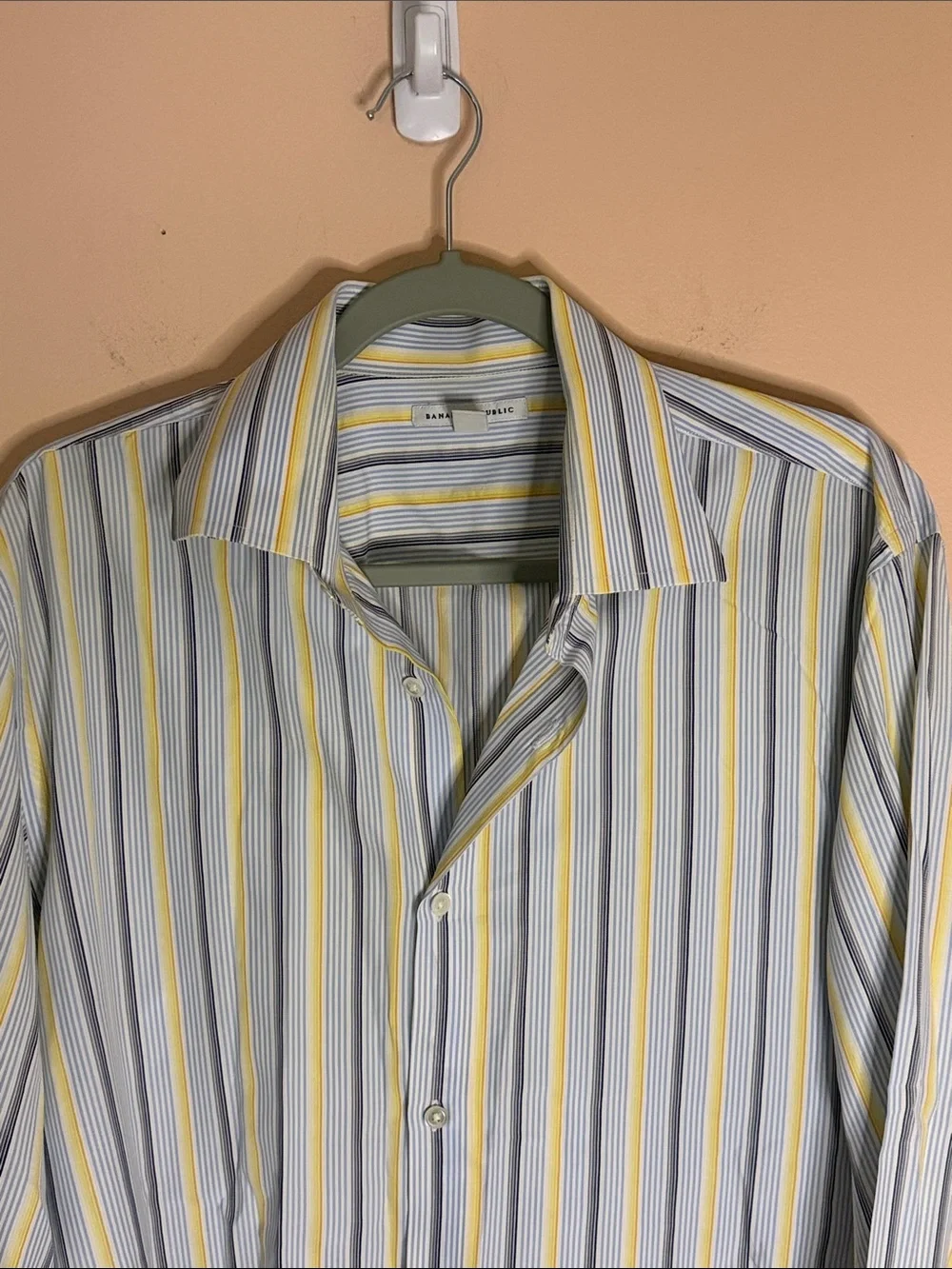 Banana Republic Men's Striped Dress Shirt - Blue & Yellow 100% cotton